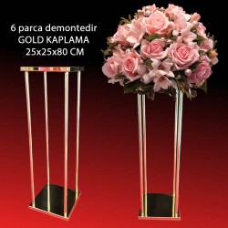 Kare Kolon Düğün şamdanı Gold Kaplama 