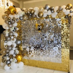 Işıltılı Pullu duvar Fon Paneli (Gümüş ve gold )