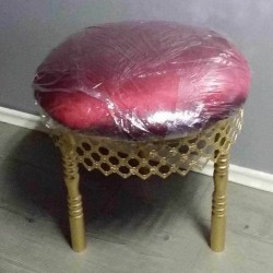 Kına Koltuğu Puf  Bordo Yuvarlak