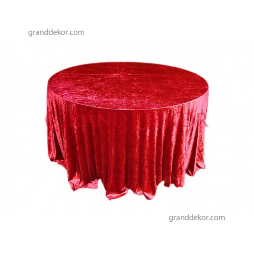 Yuvarlak Masa Örtüsü Kadife Kırmızı